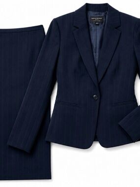 Giorgio Armani Women's Navy Pinstripe Suit Jacket and Skirt